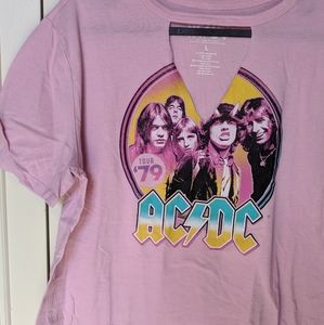 ACDC Band Tee With Cut Out Neck Line